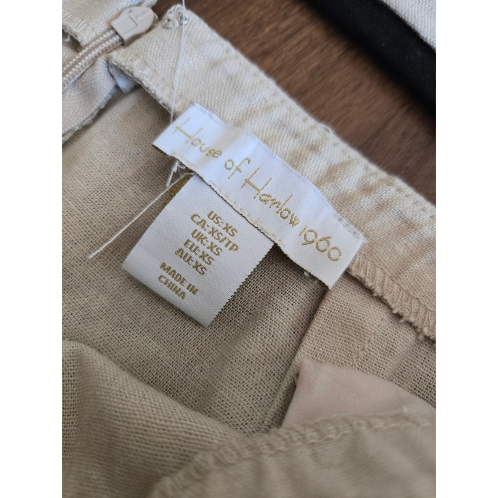 House of Harlow 1960 Linen Blend 2 Piece Crop Top Maxi Skirt Set Beige XS - Picture 4 of 8